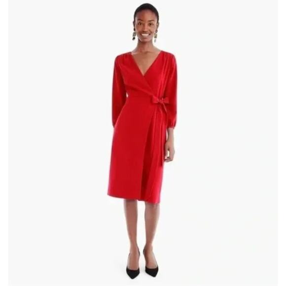 J. Crew Dresses & Skirts - J. Crew Crepe Wrap Dress in Festive Red Size 4